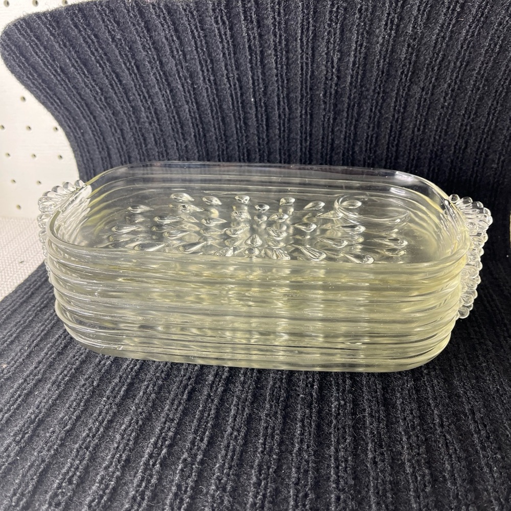 7 Vintage Hazel Atlas Tear Drop Clear Informal Party Luncheon Snack Plates MCM